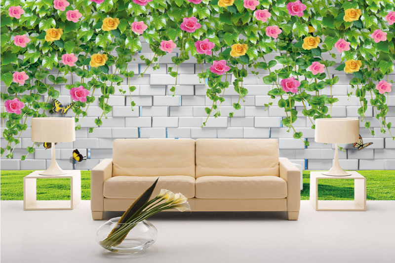ColourDrive-Liner Wallpaper Flower Vines  House Wall Wallpaper Design for Master Bedroom